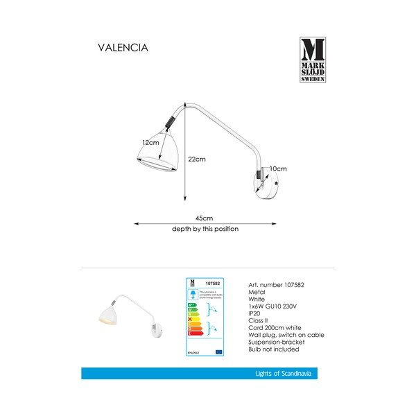 Aplică Markslöjd Valencia, alb-image-2