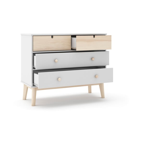 Comodă pentru copii albă joasă 100x81 cm Estefania – Marckeric-image-4