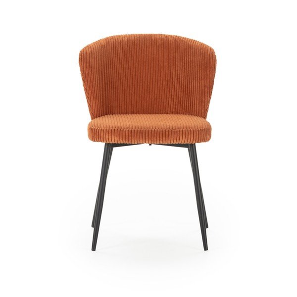 Scaune de dining portocalii 4 buc. din catifea reiată Megan – Marckeric-image-2