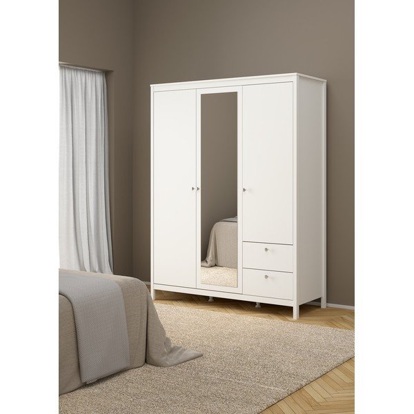 Șifonier alb cu oglindă 150x199x58 cm Madrid – Tvilum-image-3