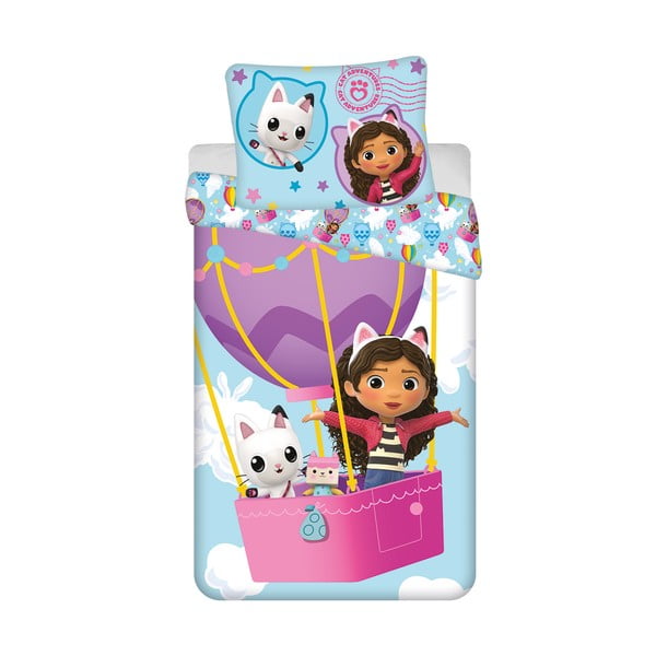 Lenjerie de pat pentru copii din bumbac pentru pat de o persoană 140x200 cm Gabby's Dollhouse "Balloon"  – Jerry Fabrics