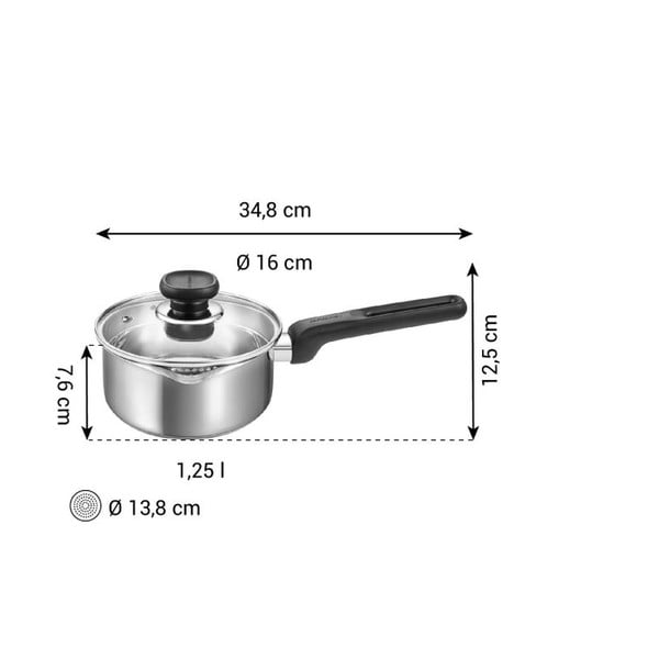 Tigaie cu capac din oțel inoxidabil 1,25 l adecvată pentru plita cu inducție Brava – Tescoma-image-4