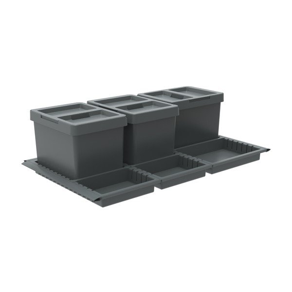Coș de gunoi gri pentru reciclare/ încorporat 3x12 l din plastic Metropolis Flip-up – Elletipi