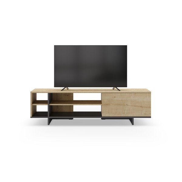 Masă TV în culoare naturală cu aspect de lemn de stejar 160x44 cm Cequoia – Marckeric-image-3