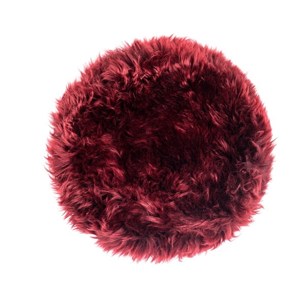 Pernă scaun din blană de oaie Royal Dream Zealand Round, ⌀ 35 cm, roșu