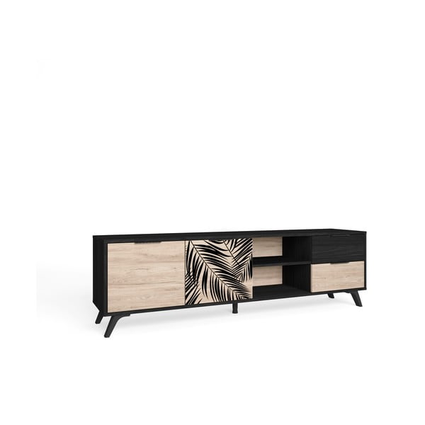 Comodă TV neagră cu aspect de stejar 181x53 cm Palmera - Marckeric-image-2