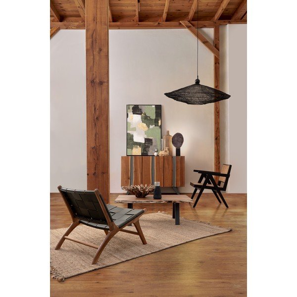 Măsuță de cafea neagră/în culoare naturală cu blat din lemn de acacia 65x115 cm Aron – Bizzotto-image-4