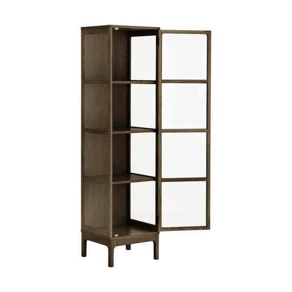 Vitrină maro închis cu aspect de lemn de stejar 47x180x40 cm Zamora – House Nordic-image-3