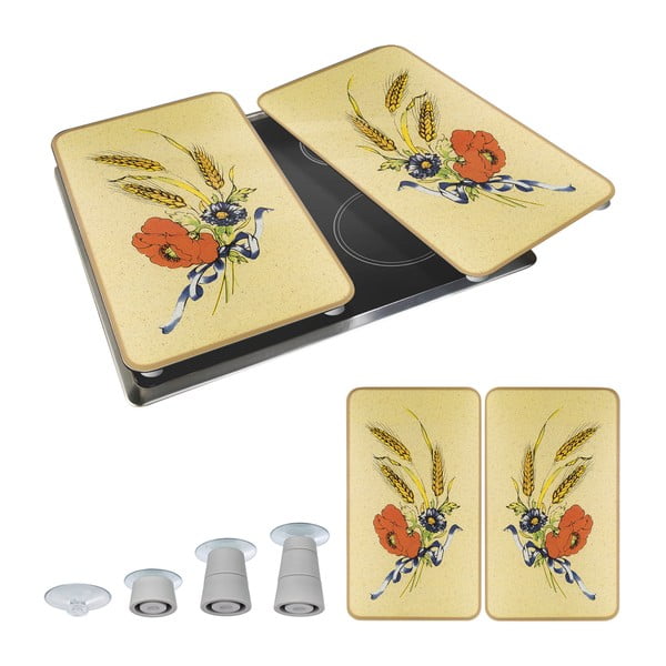 Protecții de aragaz 2 buc. din sticlă temperată 52x30 cm Corn-Flowers - Maximex-image-2