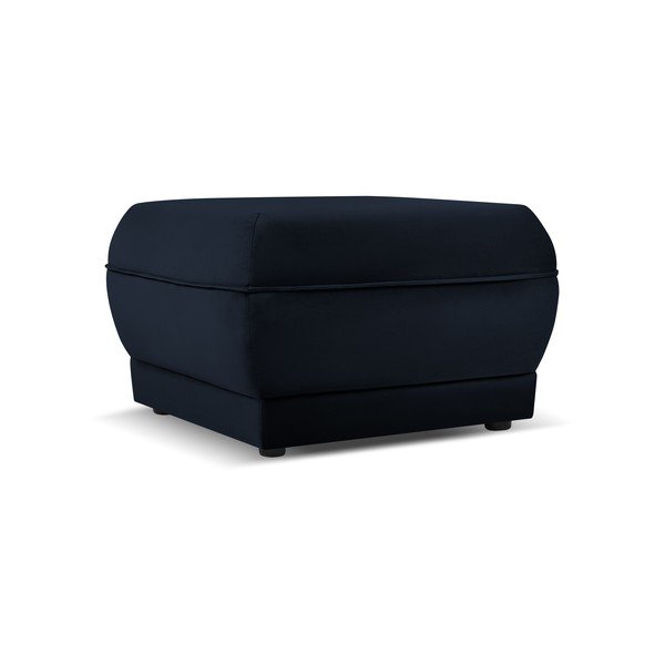Taburet albastru închis cu tapițerie din catifea Lando – Micadoni Home-image-2