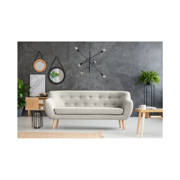 Canapea cu 3 locuri și picioare de culoare deschisă Mazzini Sofas Sicile, crem-image-1