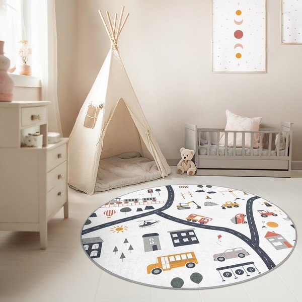 Covor de joacă pentru copii lavabil ø120 cm World Around Me – Mila Home-image-1