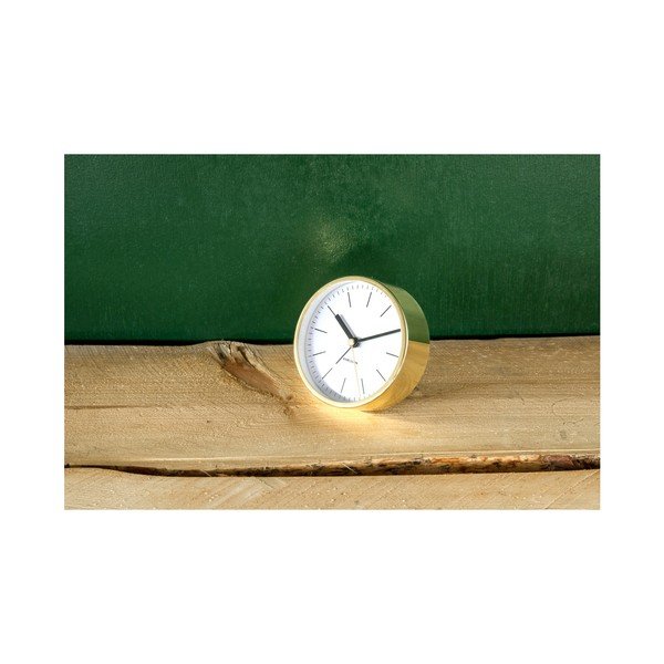Ceas de masă Karlsson Minimal, ⌀ 10 cm, alb cu detalii aurii-image-2