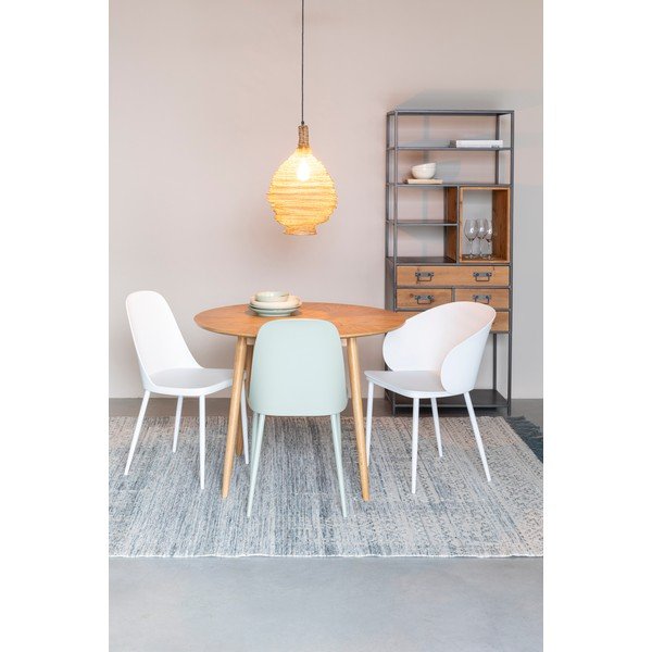 Masă de dining rotundă cu blat cu aspect de lemn de stejar ø 100 cm Fabio – White Label-image-1