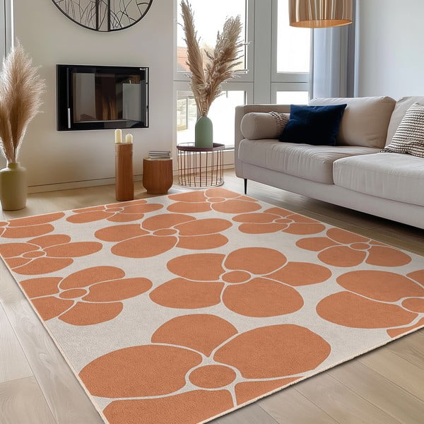 Covor tip traversă portocaliu lavabil 80x200 cm Orange Meadow – Mila Home-image-3