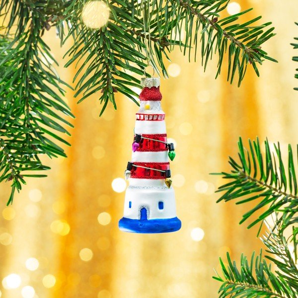 Ornament de Crăciun din sticlă Lighthouse – Sass & Belle-image-1