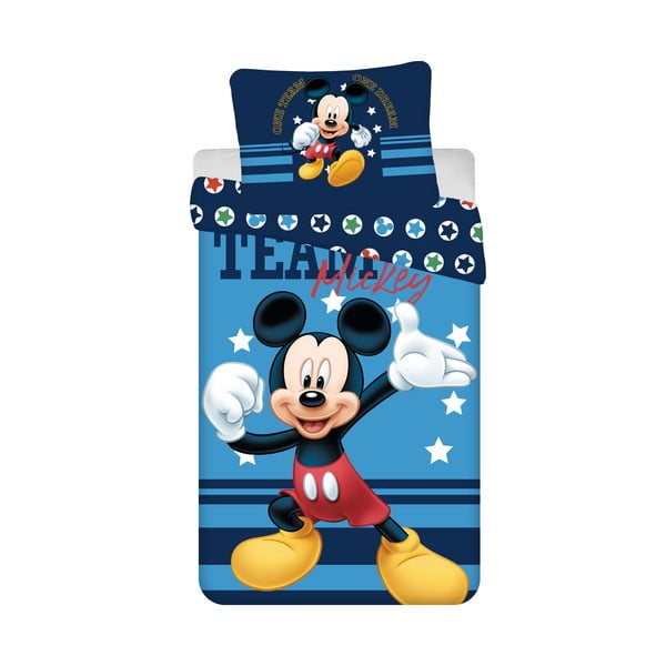 Lenjerie de pat pentru copii din bumbac pentru pat de o persoană 140x200 cm Mickey Team – Jerry Fabrics