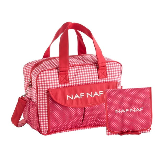 Set geantă de cărucior și pătură de înfășat Naf Naf Vichy, roșu