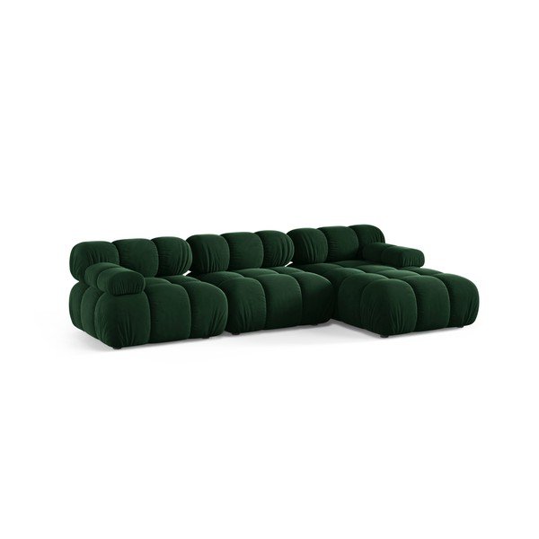 Colțar modular verde închis cu tapițerie din catifea (cu colț pe partea dreaptă/cu șezlong) – Micadoni -image-2