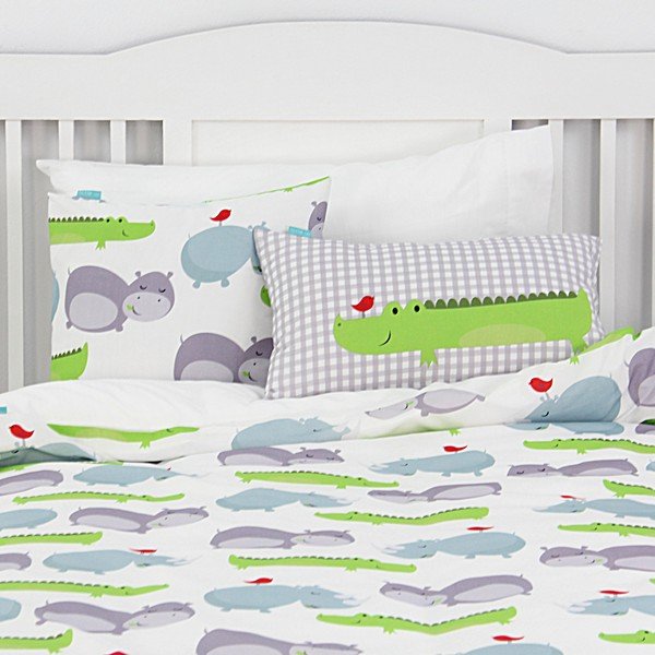 Husă pilotă și pernă din bumbac pentru copii Mr. Fox Hippo, 140 x 200 cm-image-3