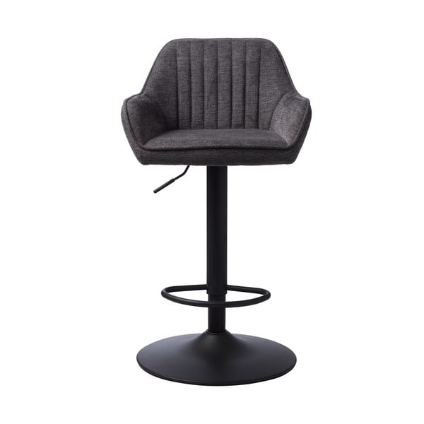 Scaun de bar gri închis cu înălțime ajustabilă/cu cotiere tapițat (înălțime șezut 65 cm) Nolan – Unique Furniture-image-2