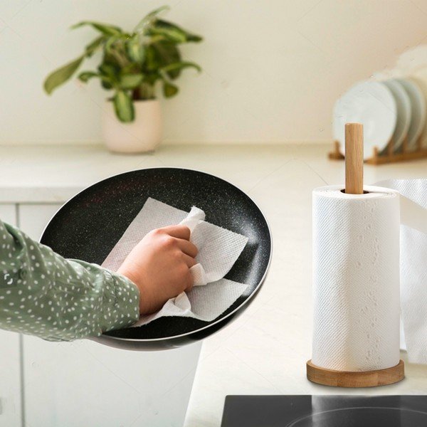 Suport orizontal pentru prosoape de bucătărie din hârtie în culoare naturală din lemn ø 12 cm Soka – Premier Housewares-image-1