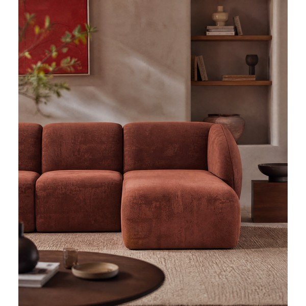 Colțar teracotă cu tapițerie din chenille (în formă de "U") Lani – Makamii-image-3