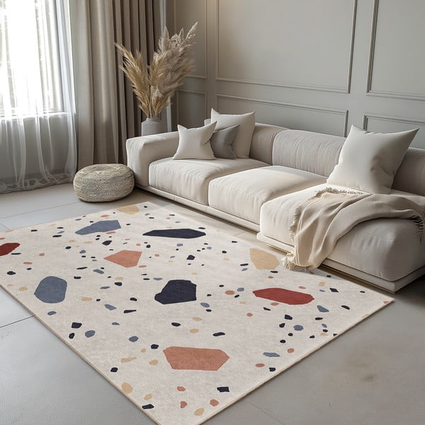 Covor crem lavabil 60x100 cm Cracked Terrazzo – Mila Home-image-1