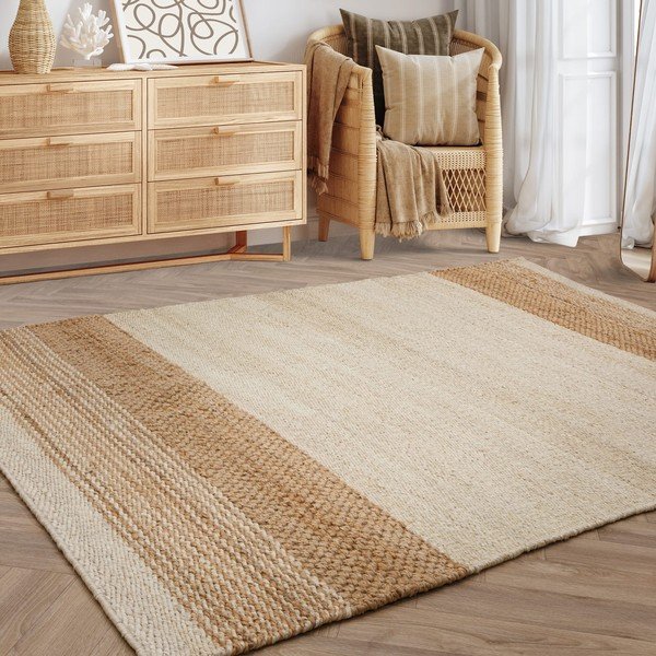 Covor bej reversibil/țesut manual din iută 120x170 cm Cedar – Asiatic Carpets-image-1