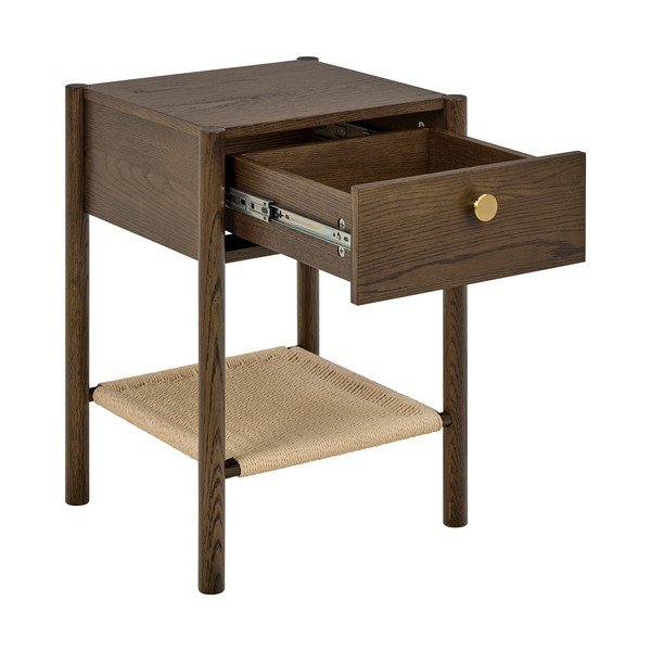 Noptieră în culoare naturală închisă cu aspect de lemn de stejar Monfort – Actona-image-2