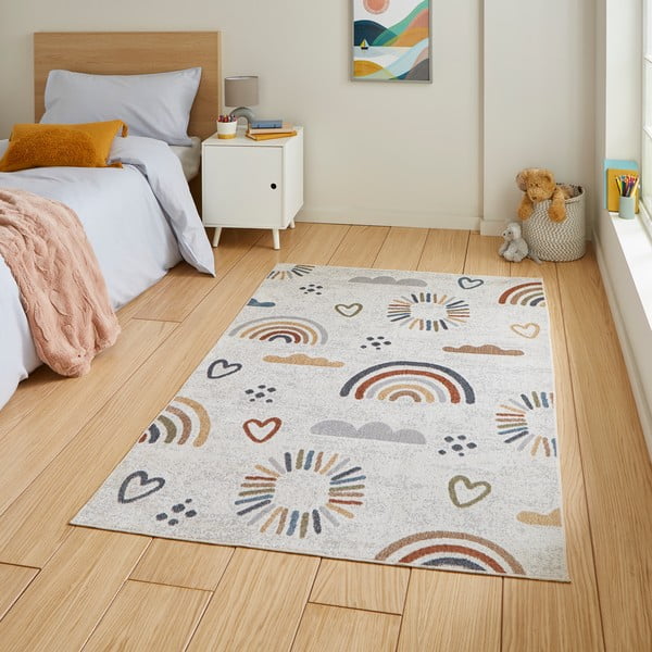 Covor pentru copii crem 80x150 cm Vida Kids Rainbow – Think Rugs-image-1
