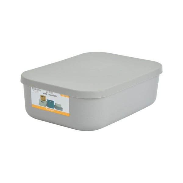 Cutie de depozitare gri din plastic cu capac 24x18x8 cm – Homéa-image-2