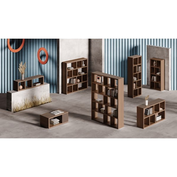 Bibliotecă maro cu aspect de lemn de nuc 150x83 cm Berlin – TemaHome-image-1