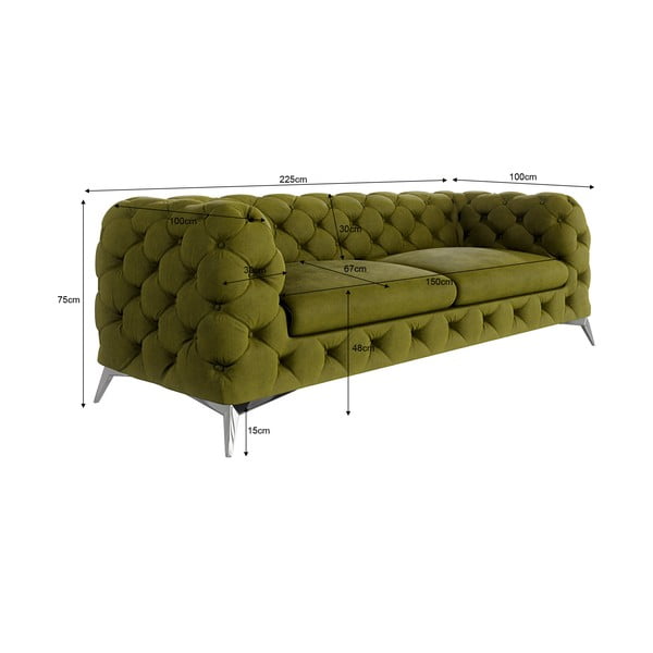 Canapea verde cu tapițerie din catifea 225 cm Chelsea – Ropez-image-3