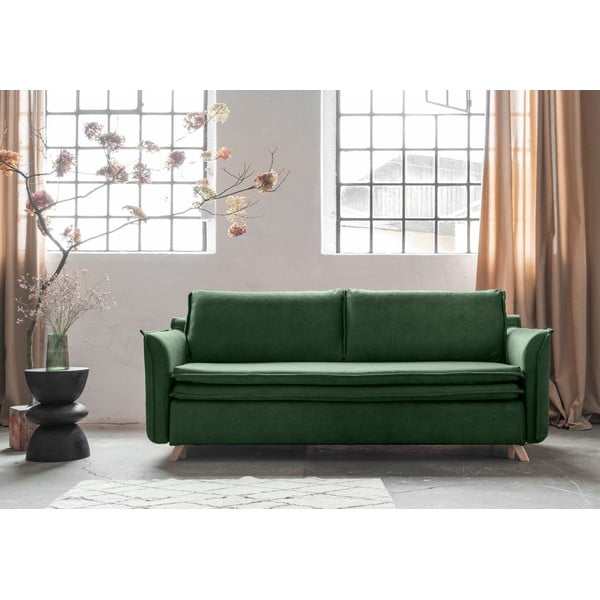 Canapea verde extensibilă cu tapițerie din catifea 225 cm Charming Charlie – Miuform-image-1