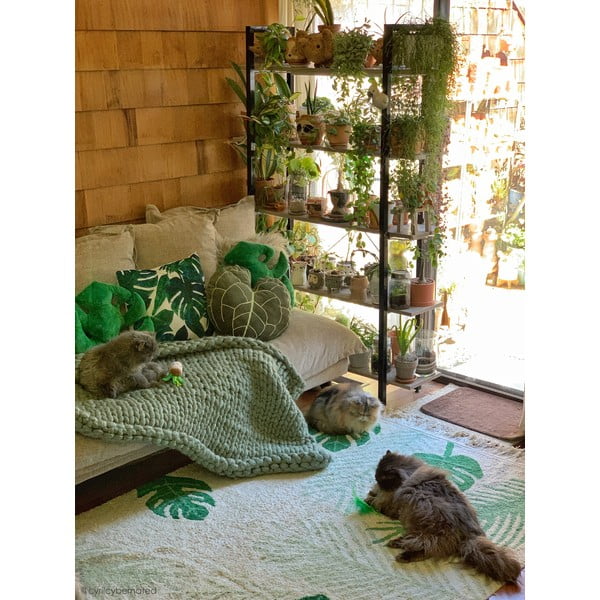 Covor pentru copii verde/crem lavabil/țesut manual din bumbac 140x200 cm Tropical Green – Lorena Canals-image-3