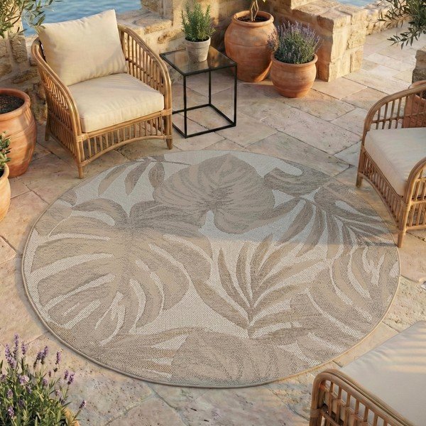 Covor pentru exterior și interior bej rotund ø 120 cm Desert 1302 – Ayyildiz Carpets-image-1