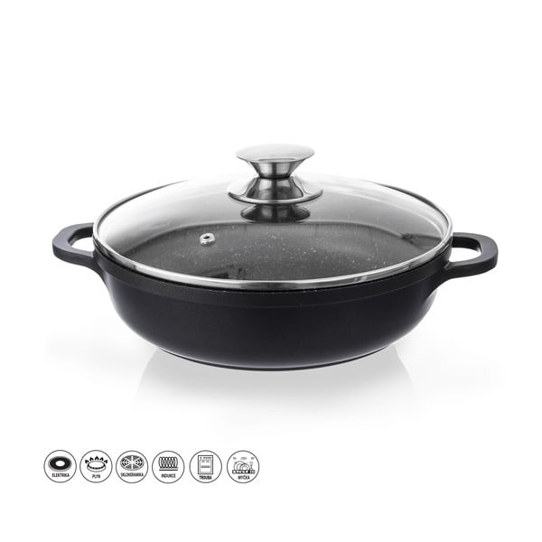 Oală din aluminiu neaderent cu capac din sticlă Orion Grande, ⌀ 28 cm-image-2