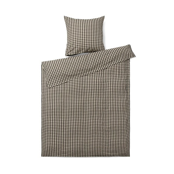 Lenjerie de pat negru/bej din țesătură crep pentru pat de o persoană 140x200 cm Bæk&Bølge – JUNA