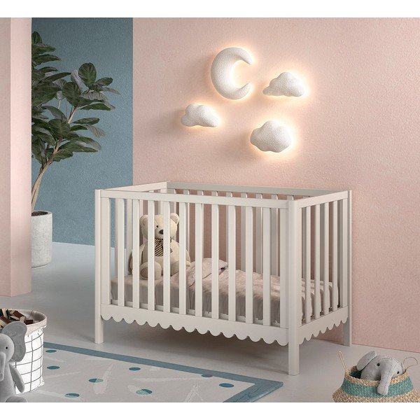 Pătuț bej din lemn de pin cu înălțime reglabilă 60x120 cm Swingo – Vipack-image-1