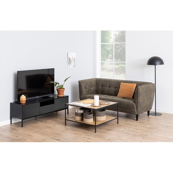 Comodă TV neagră cu aspect de lemn de frasin 140x45 cm Seaford – Actona-image-1