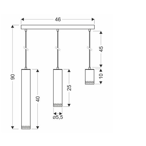 Lustră negru/auriu cu abajur din metal 6x46 cm Tubo – Candellux Lighting-image-2