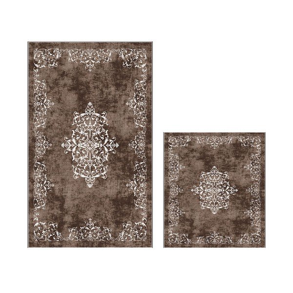 Covorașe de baie maro 2 buc. 60x100 cm – Foutastic