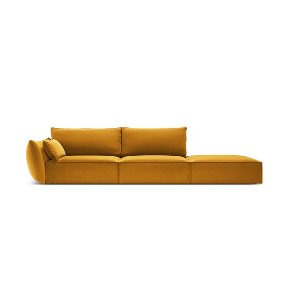 Canapea galben-muștar cu tapițerie din catifea, cu colț pe partea stângă 264 cm Vanda – Mazzini Sofas