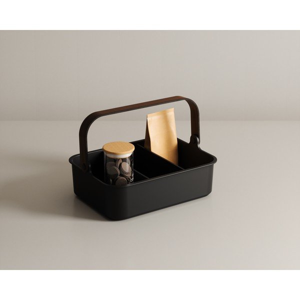 Organizator de baie negru din plastic reciclat Bellwood – Umbra-image-1