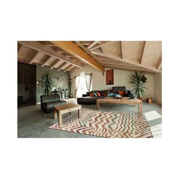 Covor din viscoză Universal Belga Zig Zag, 70 x 220 cm, bej-image-2