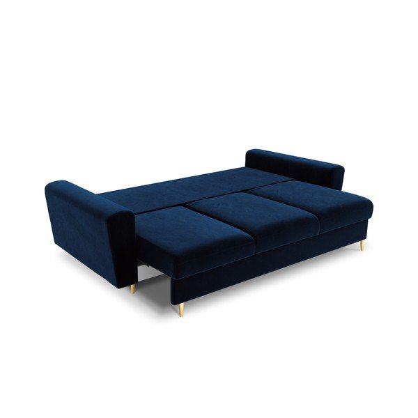 Canapea albastră extensibilă, cu spațiu de depozitare cu tapițerie din catifea 235 cm Kyoto – Cosmopolitan Design-image-2