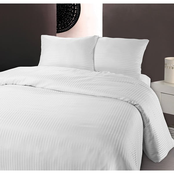 Lenjerie de pat din micropercal Zensation Dallas, 140 x 200 cm, alb
