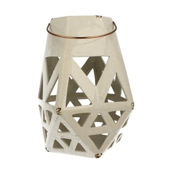 Felinar din ceramică Duo Gift Light, înălțime 27,5 cm, alb