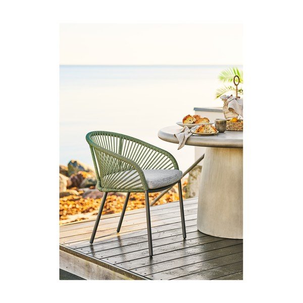 Scaun de grădină verde din metal/capitonat Novella – House Nordic-image-1